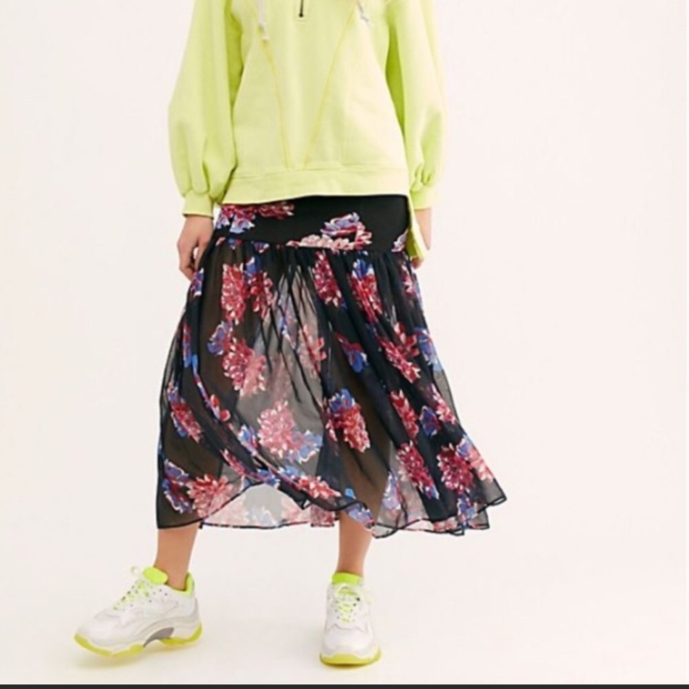 Free People Mermaid Semi-Sheer Maxi Skirt Floral - Picture 1 of 15